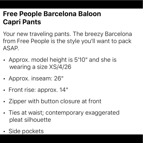 Free People Barcelona Baloon Capri Pants - Picture 4 of 4